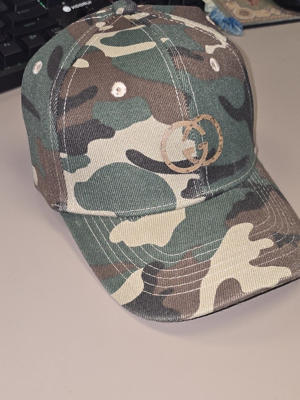 NWOT Upcycled Designer Canvas Camo Baseball Cap OSFM Hat Custom